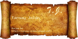 Tarnay Jolán névjegykártya